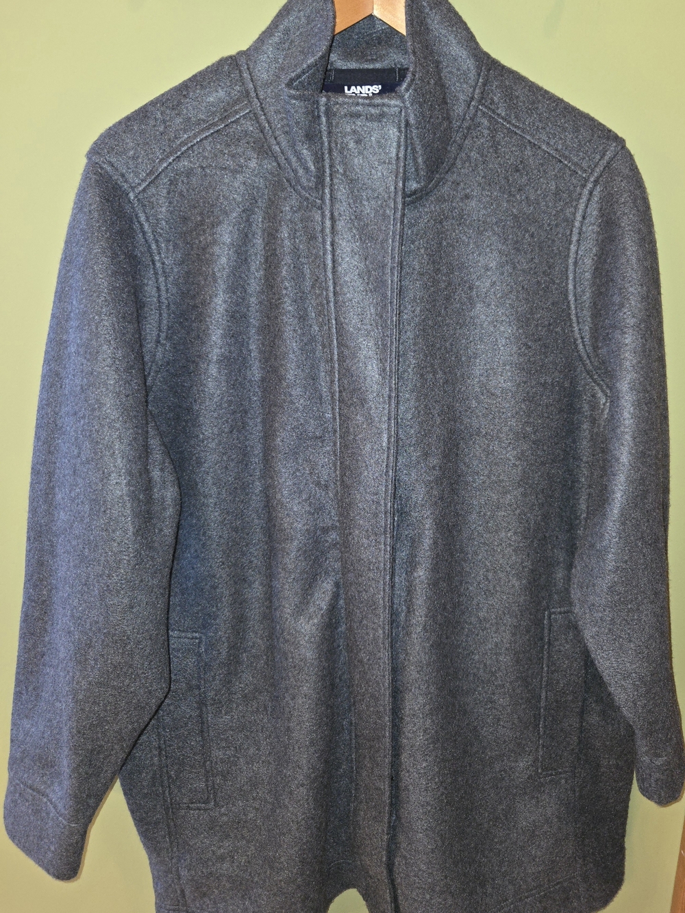 Lands' End Womens Charcoal Gray Fleece Coat